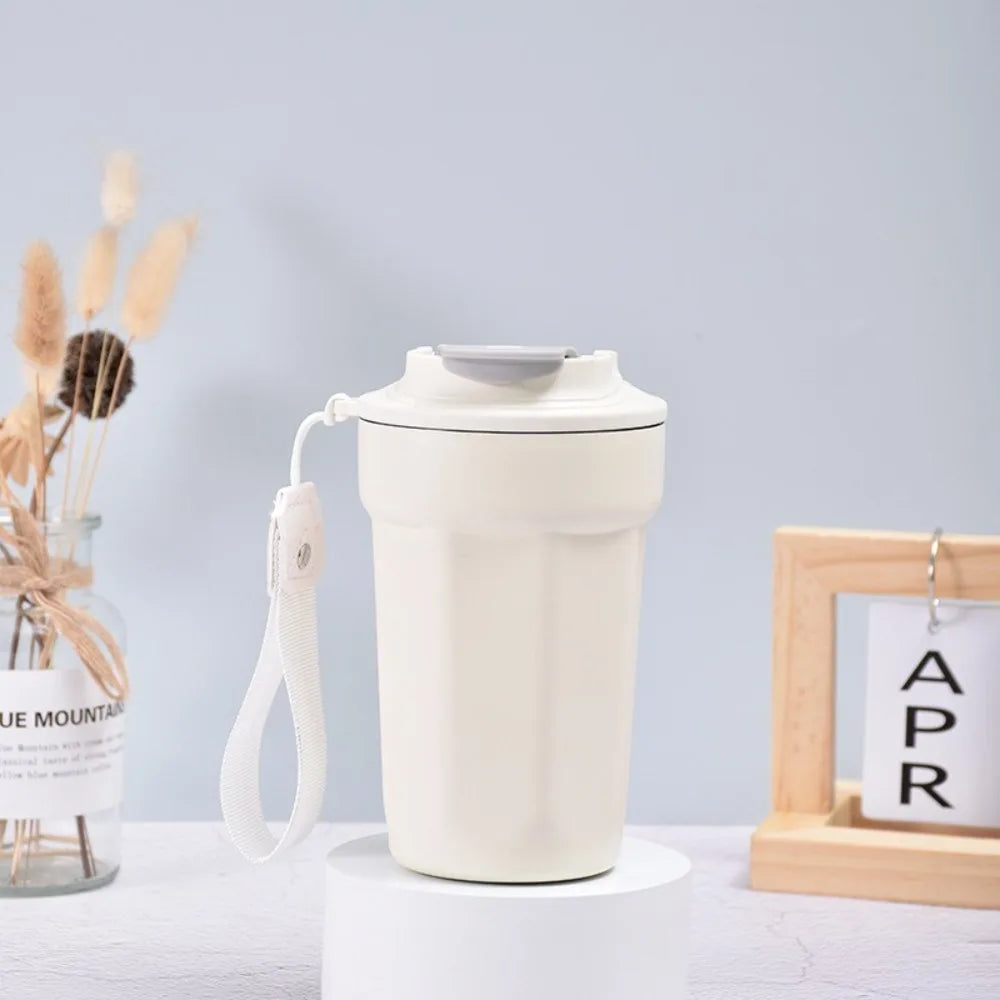 Durable Stainless Steel Eight-Angle Coffee Cup Large Capacity Portable Thermal Cup with Lid Vacuum Insulated Cup Hot Cold Drinks