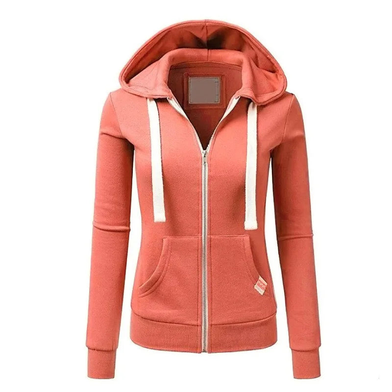 2024 New Women's Fashion Long sleeved Loose Top Hoodie Street Clothing Casual Pullover Solid Color Hooded Sweatshirt S-XXXL
