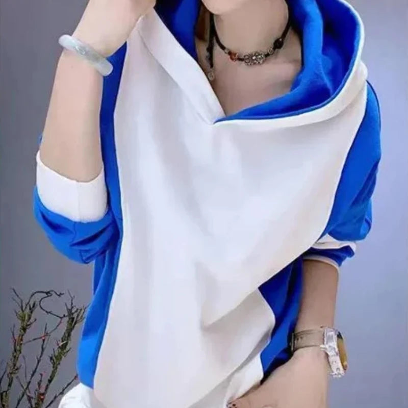 Women's Hooded Sweatshirts Loose Baggy Hoodies New In Female Top Spring and Autumn Sport Youthful Clothes Novelty Matching Xxl E