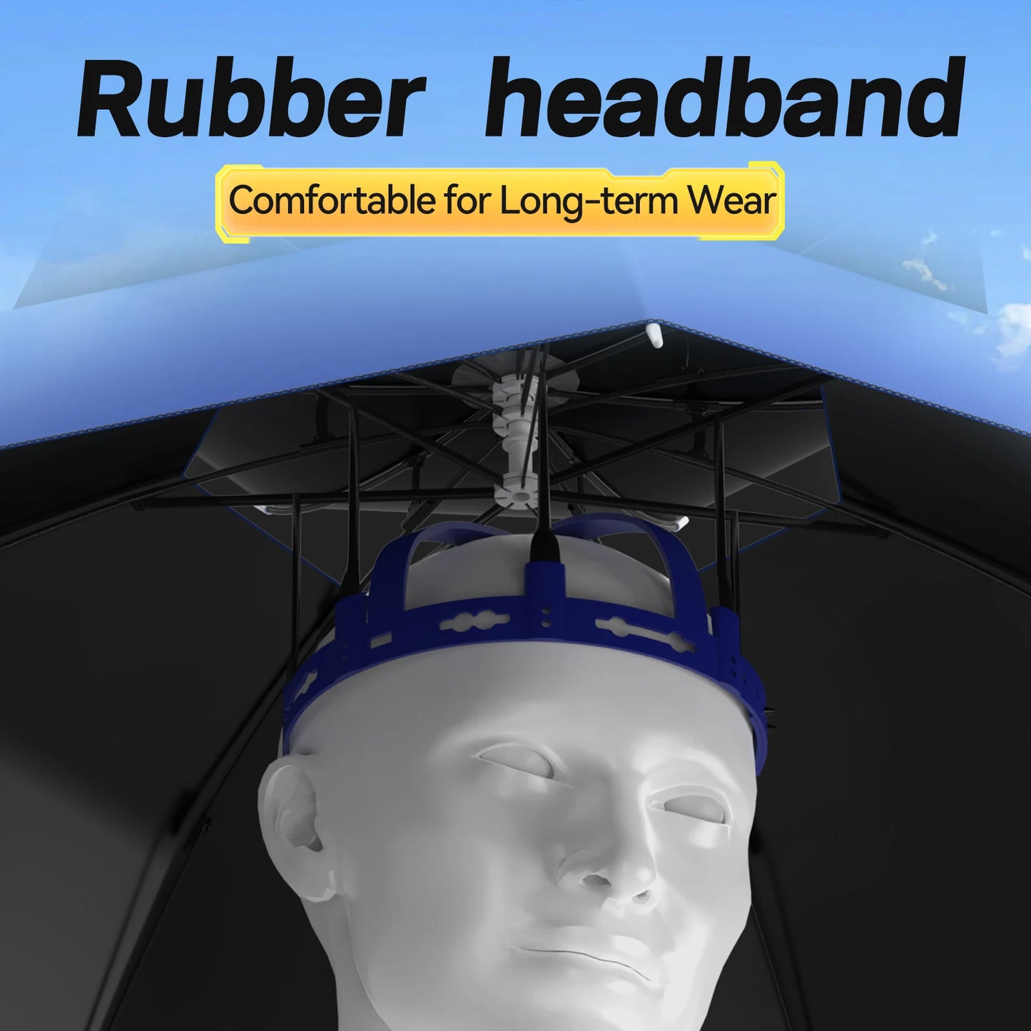 Outdoor Umbrella Hat, Hands-Free, Double-Layer Breathable, Heat Dissipation, Foldable and Portable, Fishing, Garden, Camping