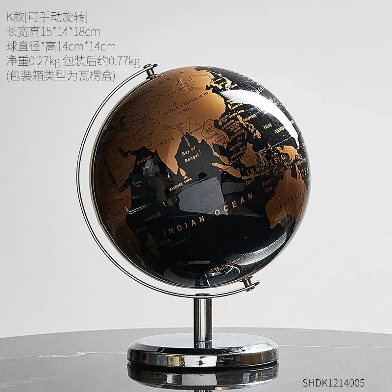 Globe Model for Decoration, Modern Office Desk Decor with Bookcase Study Bar  Living Room  Desktop Layout Display