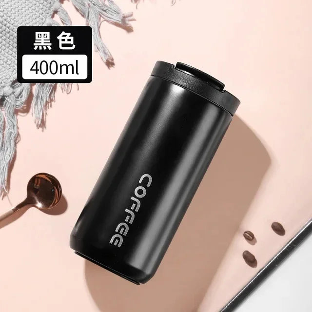 Thermos Cup Hot Coffee Insulated Stainless Steel Thermal Glass Mug Sport Bottle with Compartment Water White Thermos 400/500ml