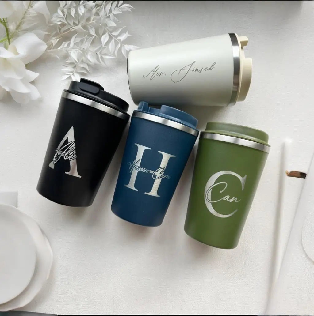 Personalized Name Thermos Mug Custom Engraved Double Wall Stainless Steel Travel Cup Vacuum Insulated Tumbler for Coffee Tea