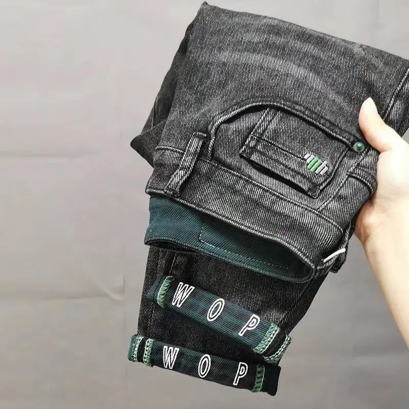 Men's Straight Leg Jeans Casual Wear Resistant Wear Youth Sle Summer Faion Slim Fit Long Pants Cotton Stretch Denim