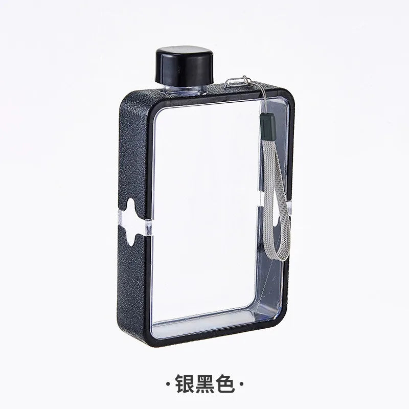 Plastic Flat Bottle for Water Portable Fit in Handbag Free BPA Easy Carry Transparent Bottle DIY Flask Easy to Carry Free Ship