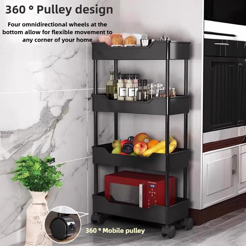 Gap storage rack, floor-standing multi-layer kitchen, narrow gap bathroom, snack cart, side storage rack for refrigerator