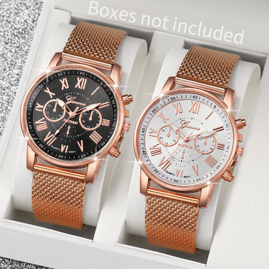 2PCS Women's Watches Fashion Plastic Band Analog Quartz Watch Set（Without Box）