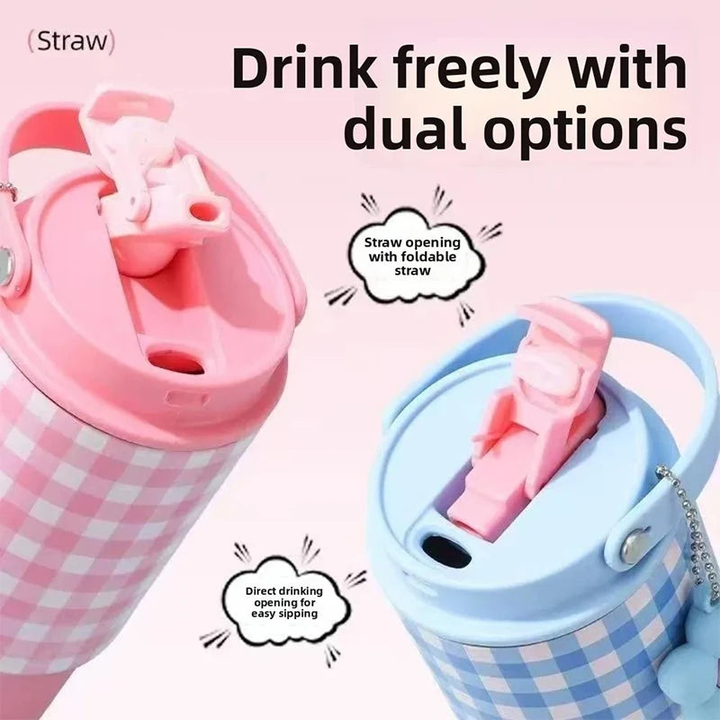 Cute Tumbler 750ML Water Bottle 316 Stainless Steel Vacuum Thermos Bottle Insulated Portable Thermos Cup Gift For Woman Girl