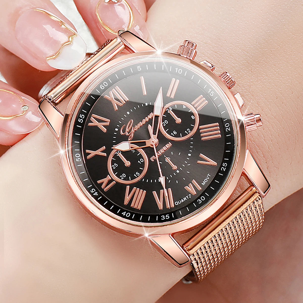 2PCS Women's Watches Fashion Plastic Band Analog Quartz Watch Set（Without Box）