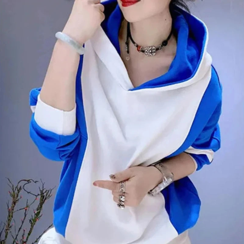 Women's Hooded Sweatshirts Loose Baggy Hoodies New In Female Top Spring and Autumn Sport Youthful Clothes Novelty Matching Xxl E