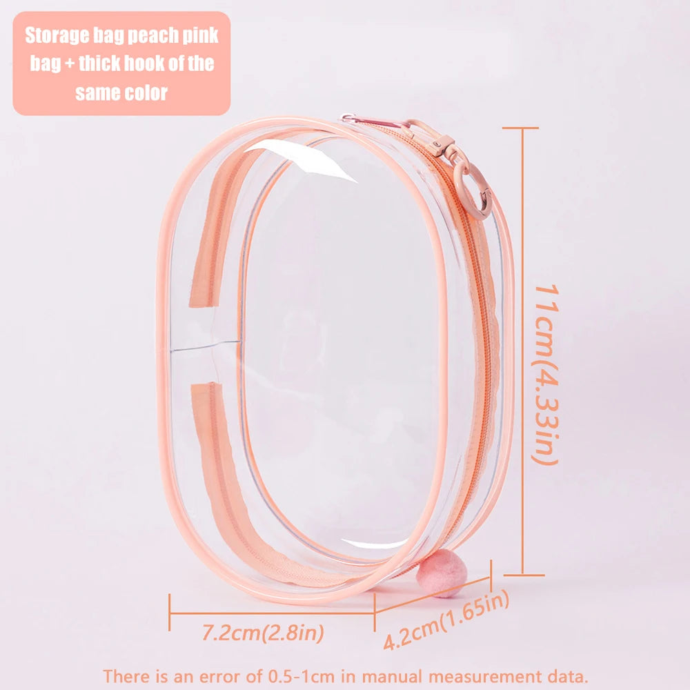 Portable Mini Transparent Charging Cable Storage Bag with Zipper Multifunctional Headphone Case Travel Accessories with Keychain