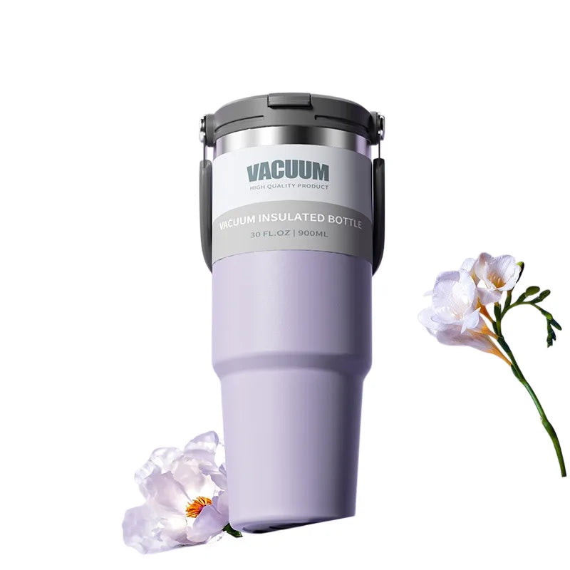 Car Thermal Mug Large Capacity 900/1200ml Stainless Steel Vacuum Thermos Cup Handheld Sport Water Bottle Hot and Cold Drinks