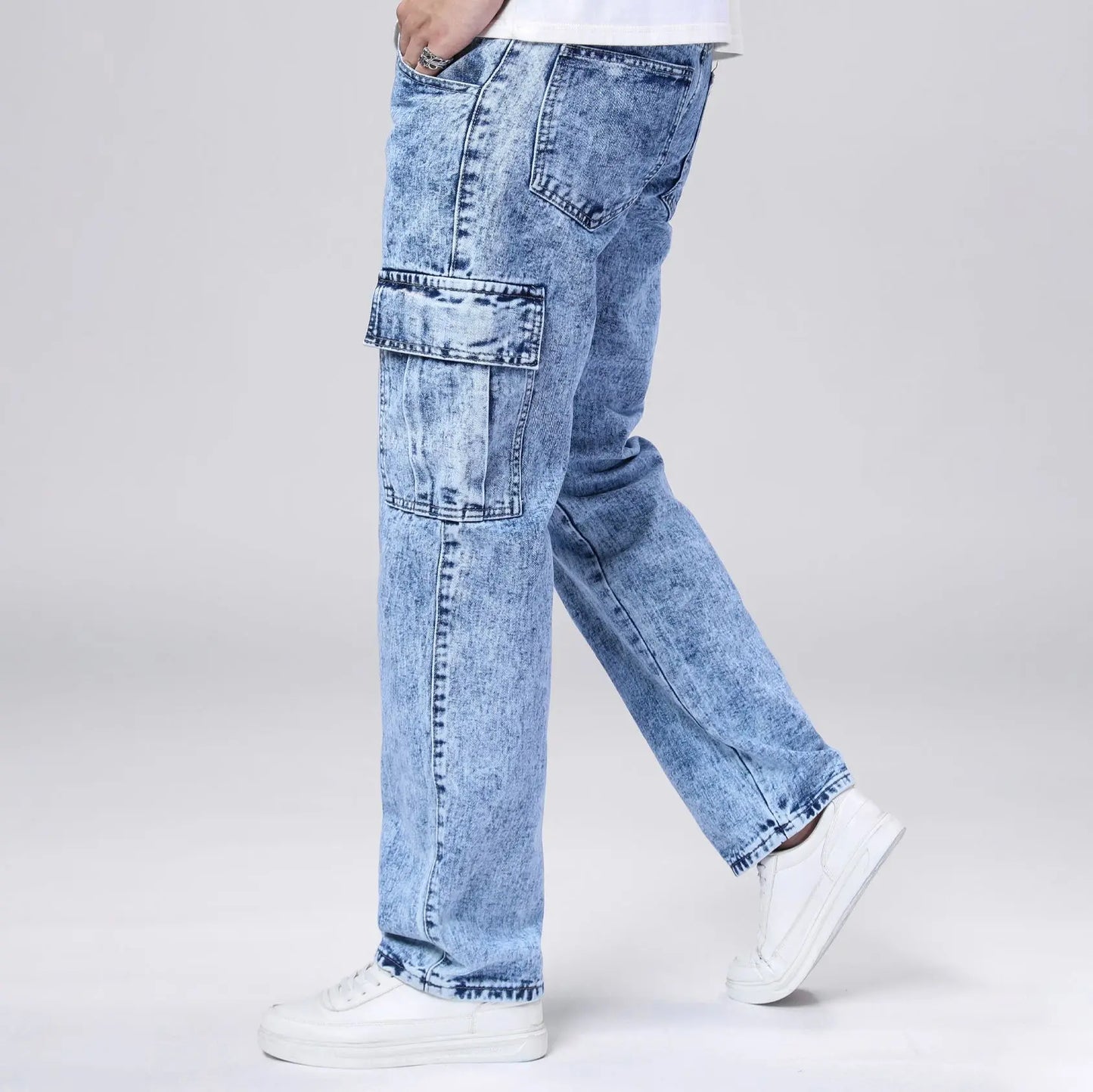 Men's Loose Straight Leg Jeans American Fashion Brand Casual Workwear Comfortable Fit Classic Style