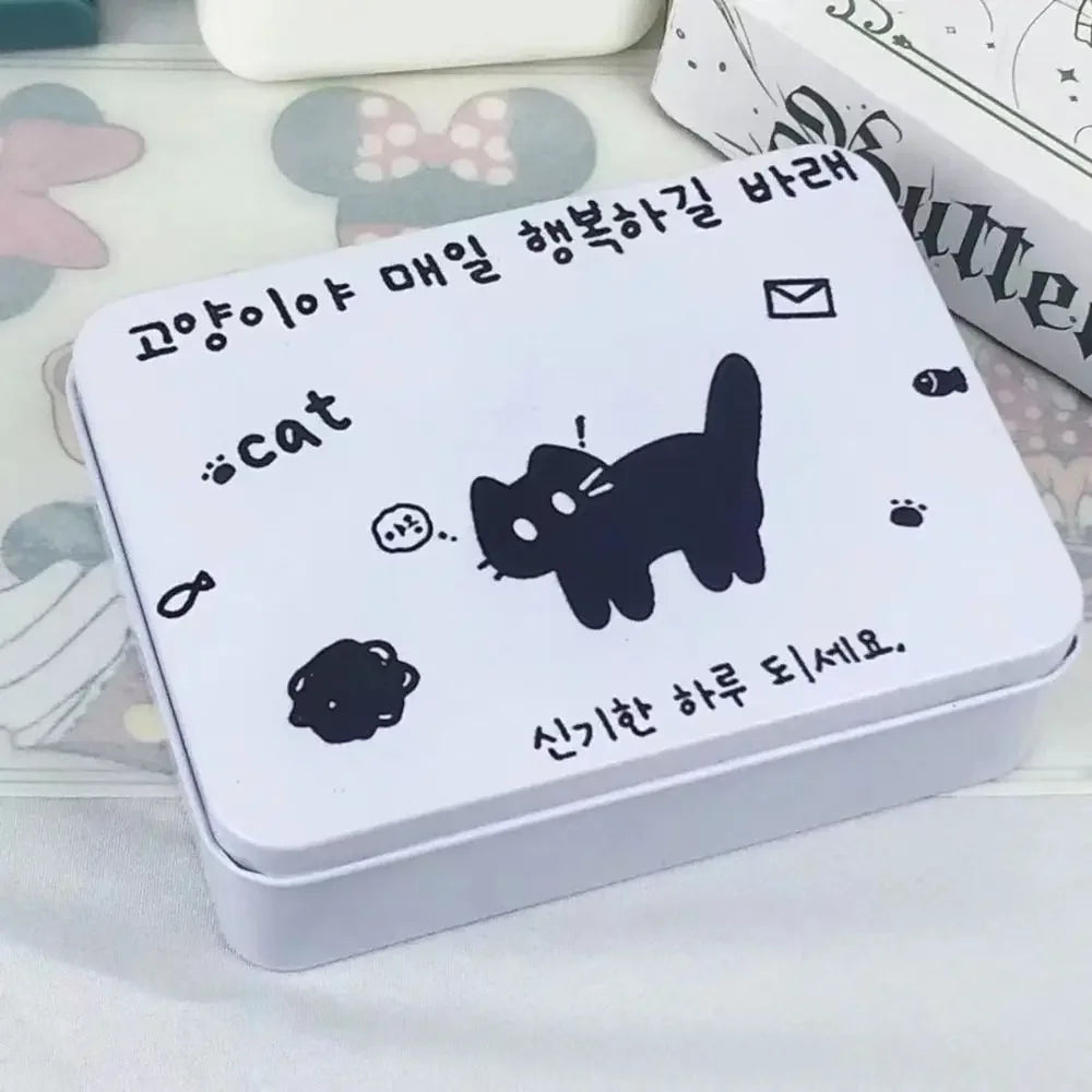 Cartoon Iron Storage Box Big Capacity Small Card Storage Box Desktop Storage School Stationery Kpop Photocards