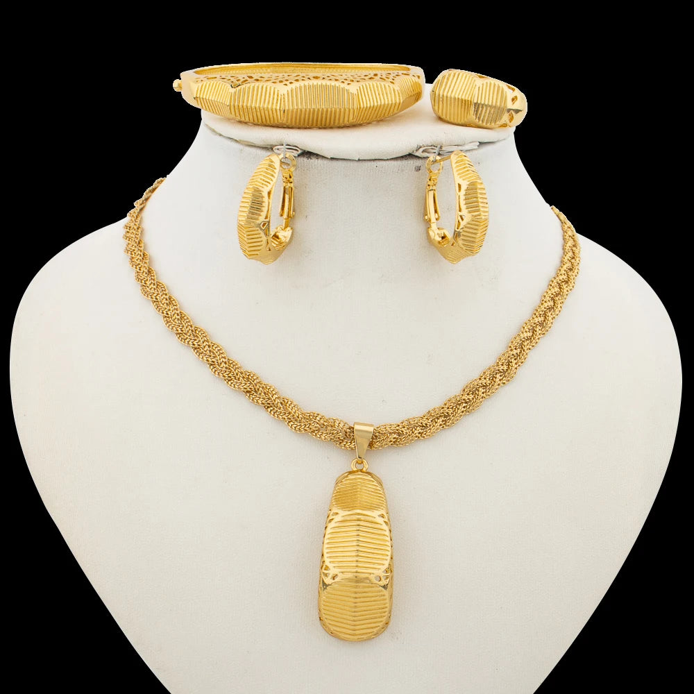 Fashion Jewelry Set for Women   Necklace and Earrings with Bracelet Ring Set for Weddings Party Jewelry Set Gifts ﻿