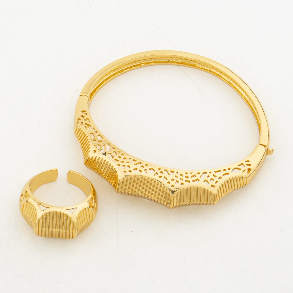 Fashion Jewelry Set for Women   Necklace and Earrings with Bracelet Ring Set for Weddings Party Jewelry Set Gifts ﻿