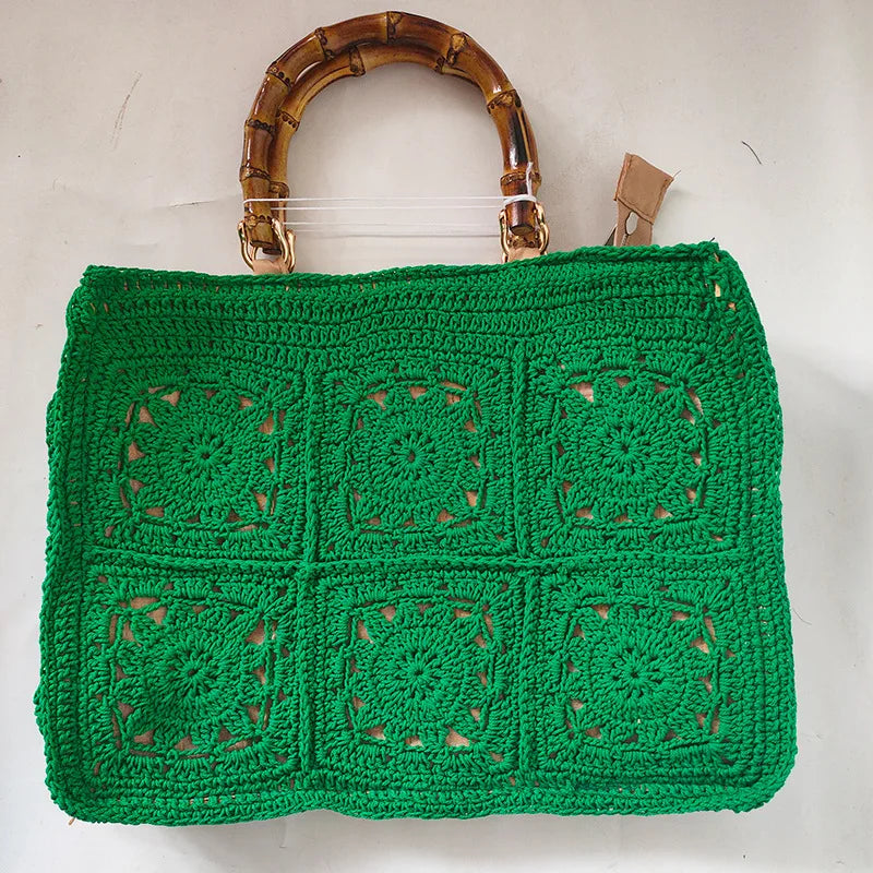 Women's Tote Bag Female Shoulder Large Capacity Designer Handbags cotton Knitting flower Shopping Handle Women Shopper Bags