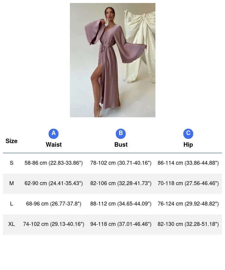 Women's Dress New Spring Summer Satin Loose Robe Sexy High Waisted Split Party Dresses Casual Multi-Color Lace Up Dress Vestidos