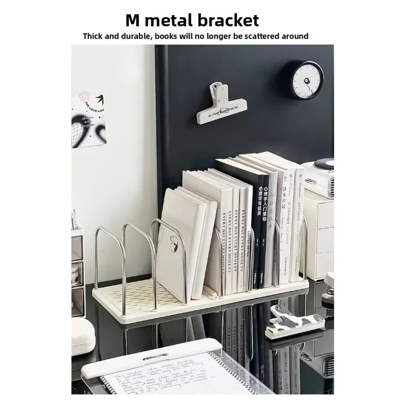 Desktop Bookshelf  Non-Slip Base Modern Minimalist Office Desk Organizer Shelf Study Table Storage Rack