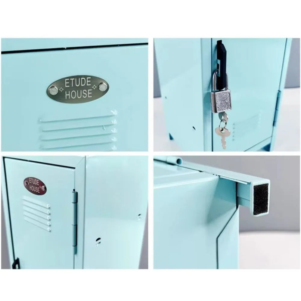 Iron Storage Box Dormitory Storage Cosmetics Paper Money Keys Bank Cards and Other Desktop Small Items Mini Locker Cabinet