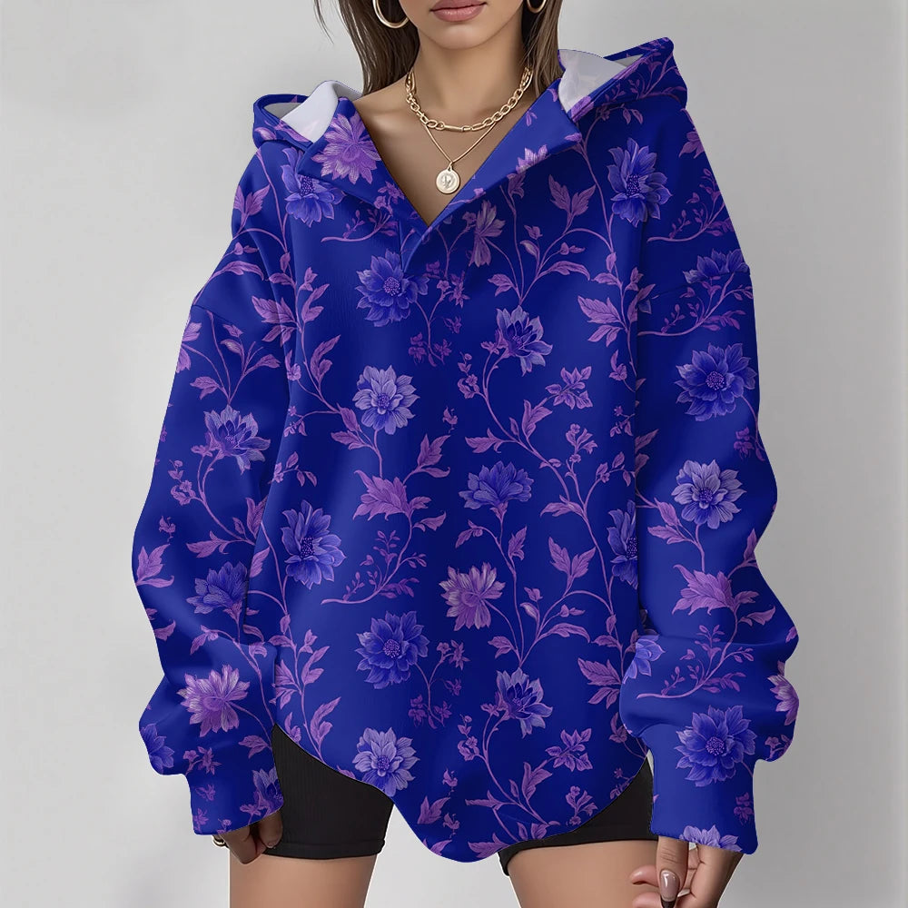 Women's Fashion Y2k Oversized Hoodies Couple Punk Streetwear Casual Loose Sweatshirt Unisex Elegent Totem Print Winter Clothes