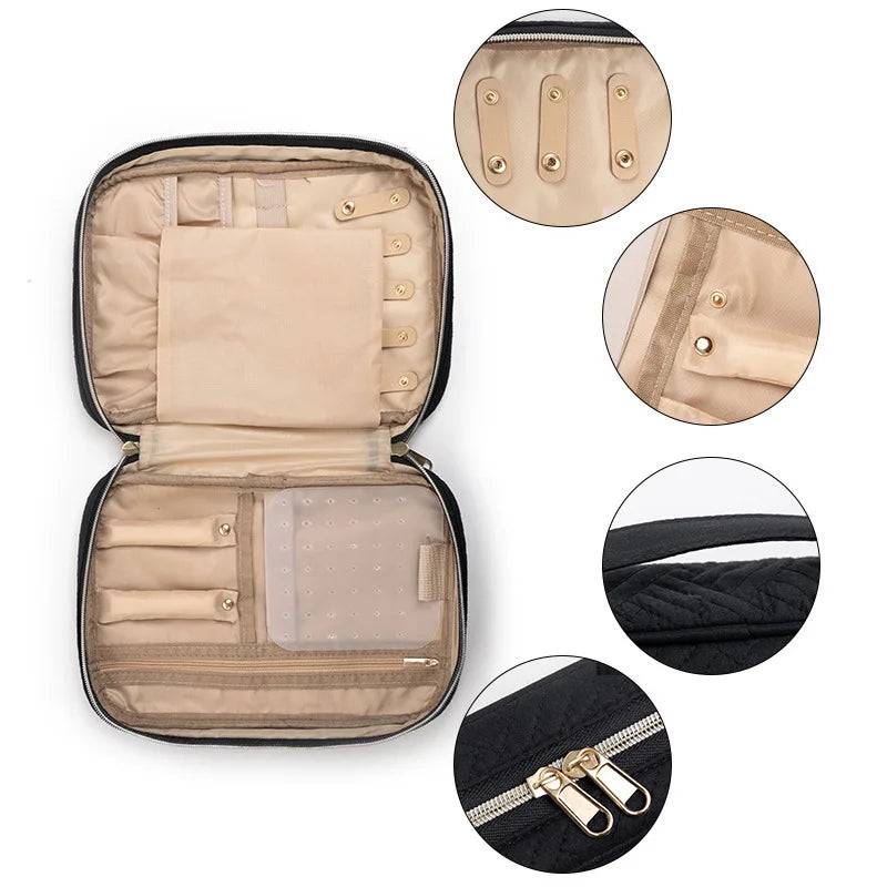 Portable Jewelry Bag Travel Jewelry Storage Organizer Necklace Earrings Rings Bracelet Pouch Travelling Jewelry Packing Case