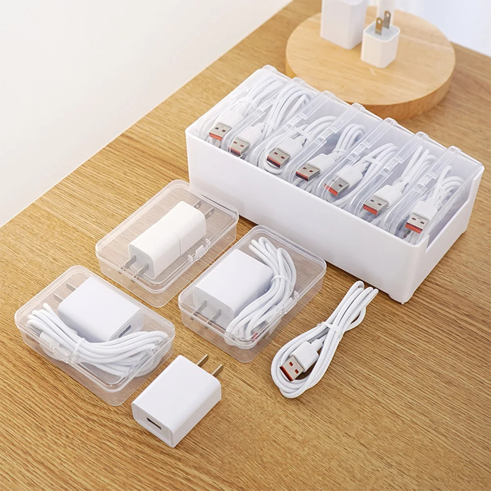 Cable Organizer Boxe Set with 7 Transparent Storage Boxes Multipurpose Desktop Cable Management  Charger Organizer JewelryStorge