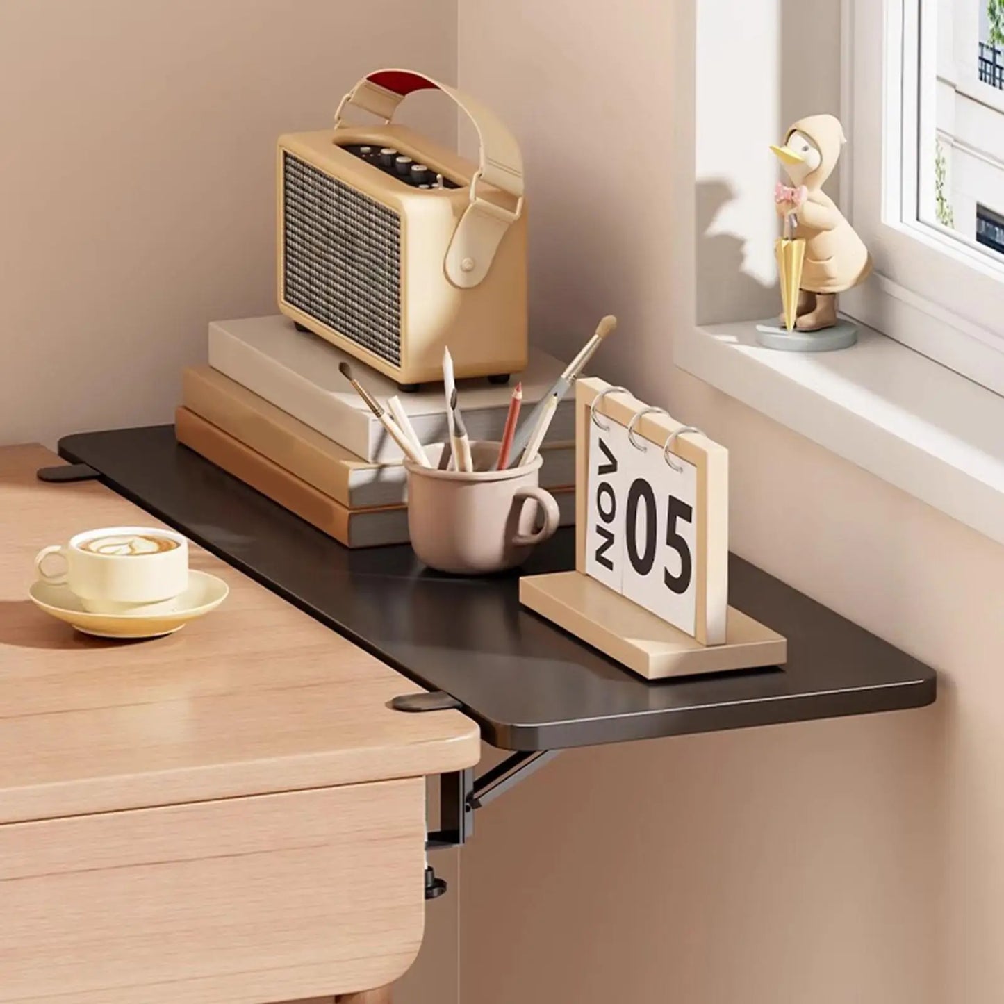 Desk Extender Tray for Home Office for Computer Table Extension Attachment Black Foldable Keyboard Tray Wrist Support Arm Rest