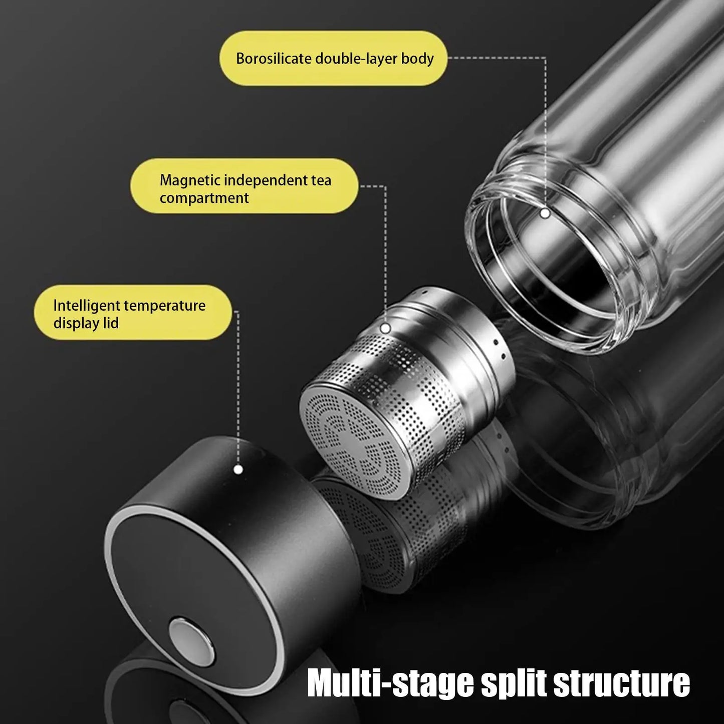 Tea Infuser Tumbler Travel Tea Infuser 400ml High Temperature Resistant Drinkware with Magnetic Lid Double-Layer Water Cup