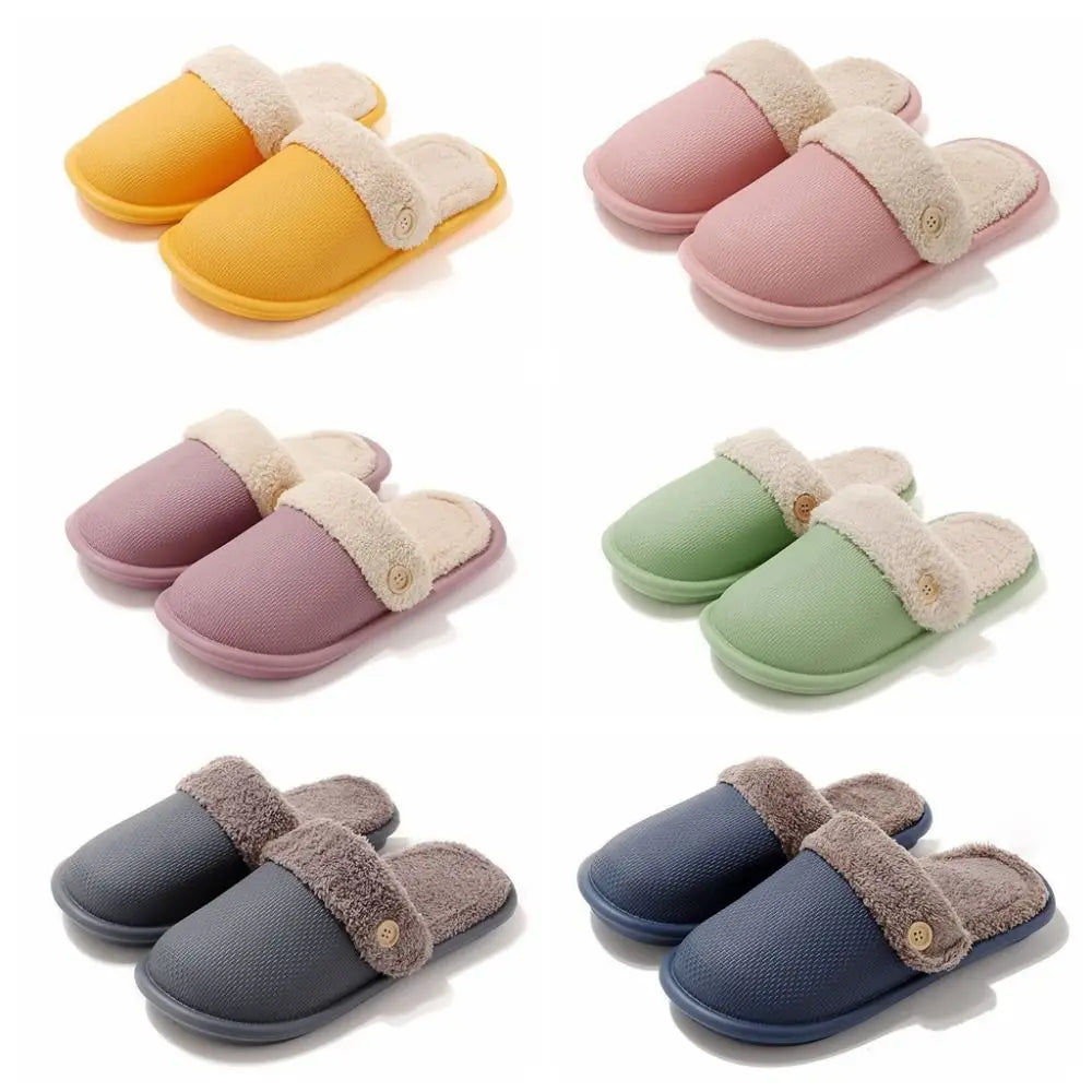 Detachable Winter Plush Slippers Anti Slip Waterproof Warm Slippers Women Fashion Floor Shoes EVA Fur Slippers Autumn Winter