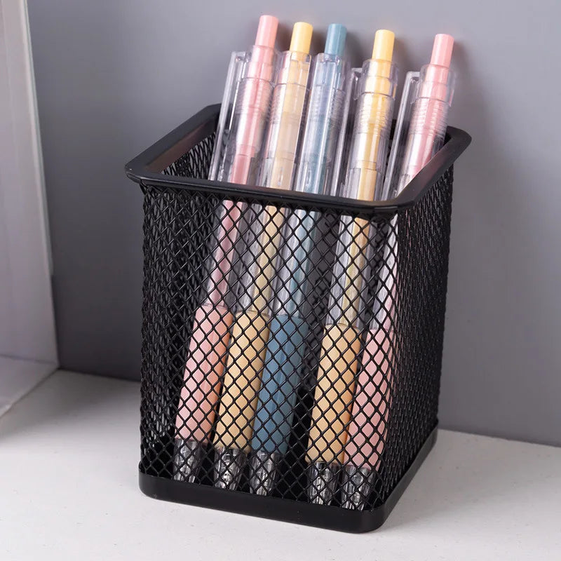 Home Office Mesh Desk Organizer Supplies Caddy Pencil Holder Baskets For Desktop Accessories Storage Box Iron Storage Buckets