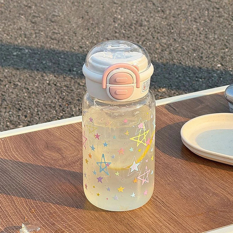 Cute Water Bottle With Straw Portable Plastic Cover Water Cup For Kid Kawaii Bottle Water Leak-Proof Cute Drinking Bottle