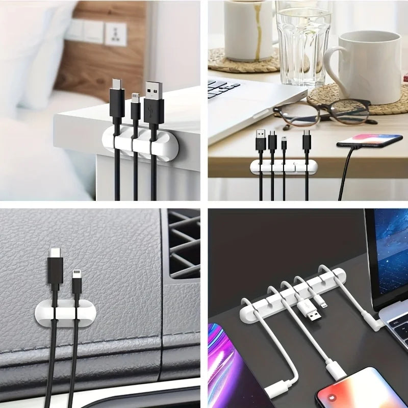 Cable Organizer Box, USB Cable Organizer, Cable Management Box with Clips, Suitable for Desk, Car, Home and Office