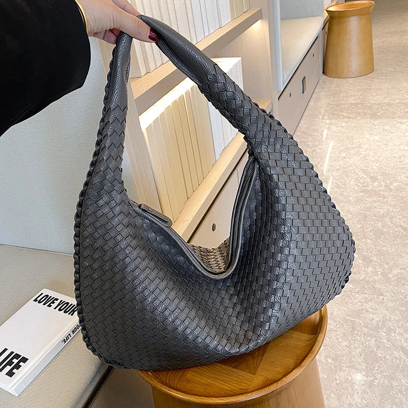 Woven Tote Bag for Women Large Woven Handbag Soft Leather Shoulder Bag Work Shopper Summer Beach Travel Tote Bags Luxury Satchel