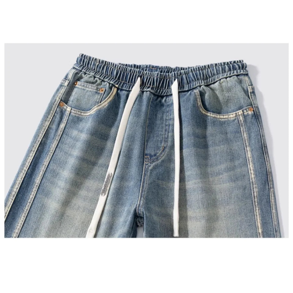 Men's Jeans American Loose Wide-leg Loose Straight Casual Trousers Street Hip-hop Baggy Jeans Blue Streetwear Men