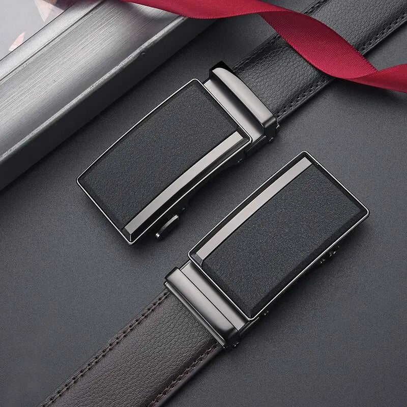 Leather Men's Belts Fashion Brand Luxury Casual Belt Man Black Automatic Buckle Belt for Men Business 110-140cm