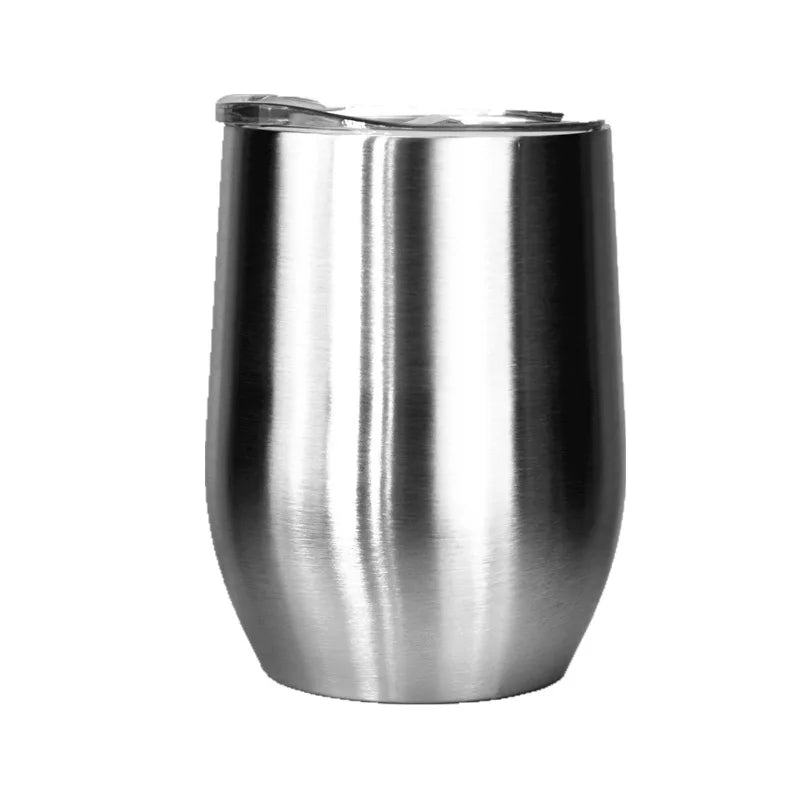 Stainless Steel Wine Tumblers, 12Oz Insulated Wine Tumbler, Stainless Steel Stemless Wine Cups with Lids for Coffee, Wine