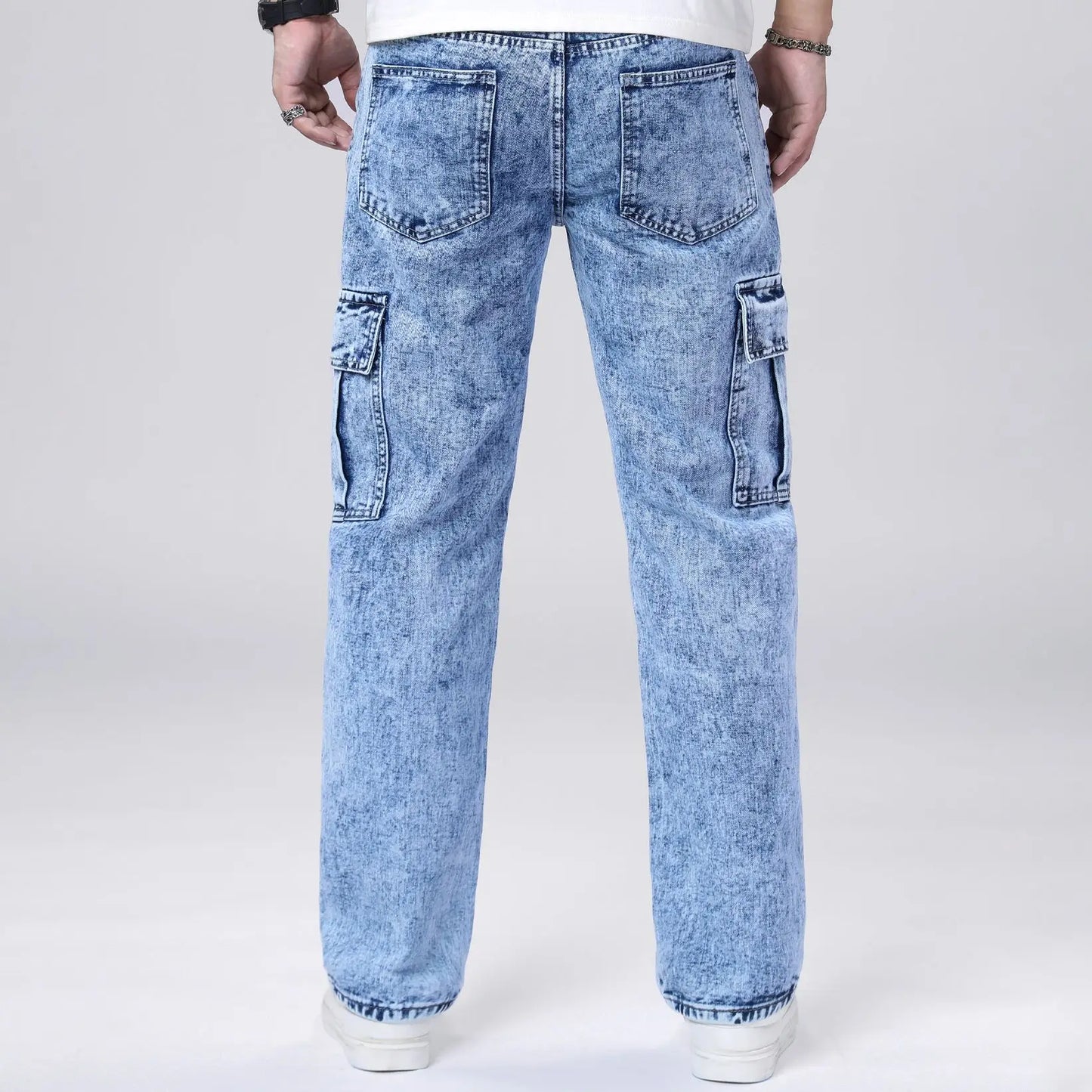 Men's Loose Straight Leg Jeans American Fashion Brand Casual Workwear Comfortable Fit Classic Style