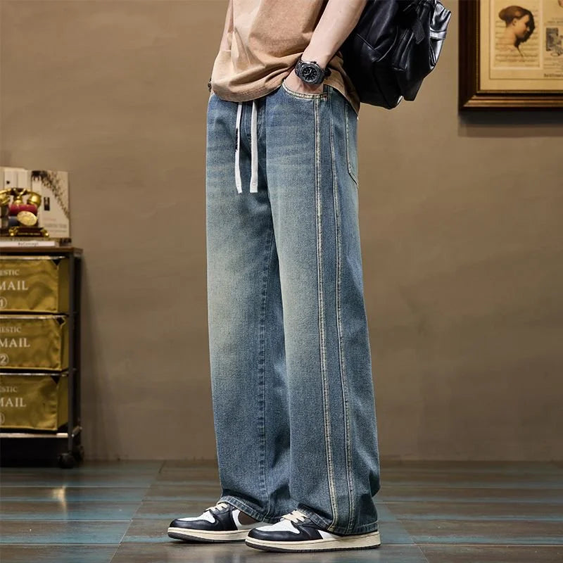 Men's Jeans American Loose Wide-leg Loose Straight Casual Trousers Street Hip-hop Baggy Jeans Blue Streetwear Men