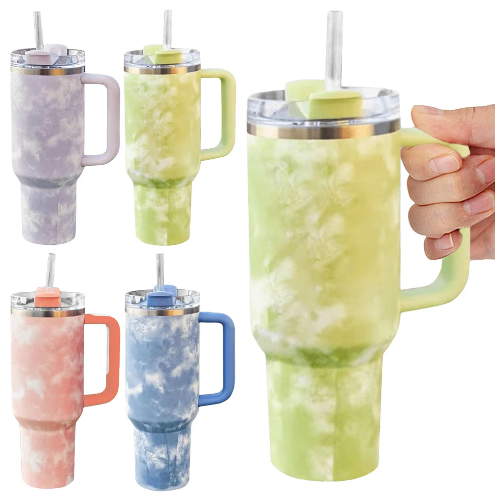 Stainless Steel Thermal Travel Mug 40oz Insulated Water Bottle with Straw Vacuum Insulated Car Mug Thermal Iced Travel Cup