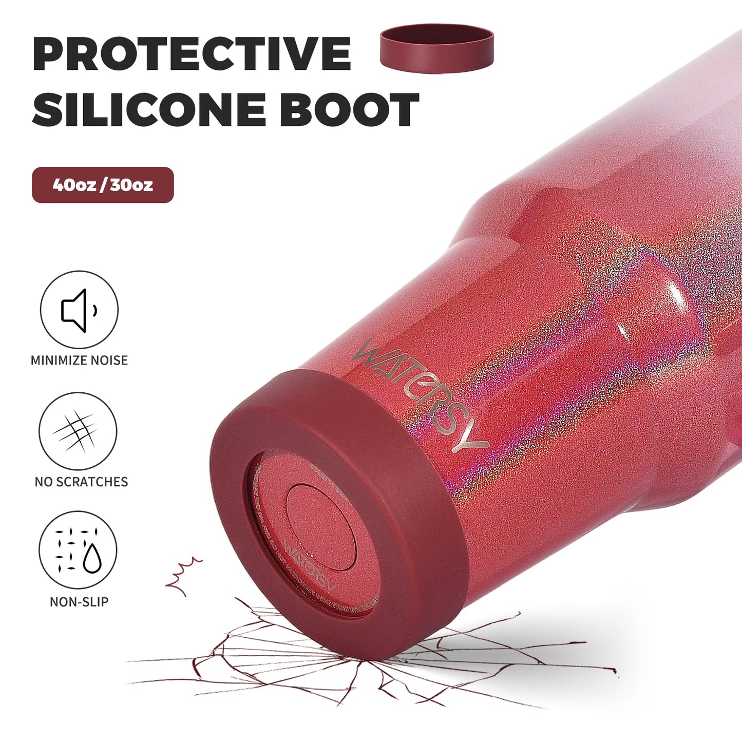 WATERSY 30/40oz Tumbler Large Capacity Thermal Cup Stainless Steel Insulated Mug with Handle & Straw Double Wall Vacuum Flask