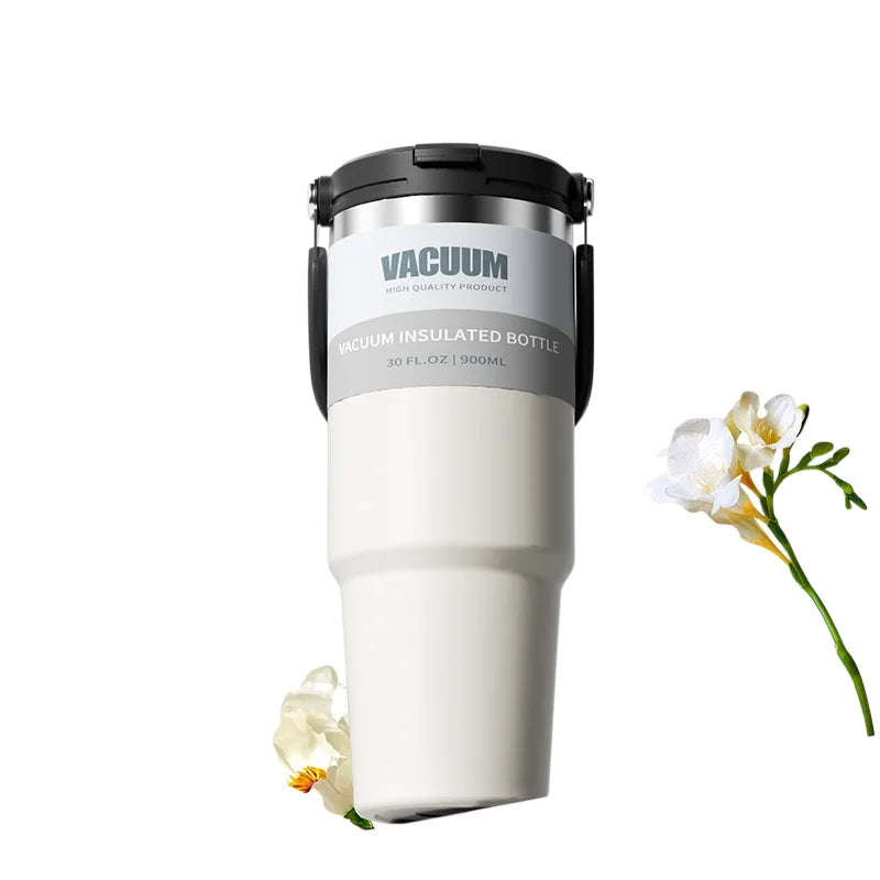 Car Thermal Mug Large Capacity 900/1200ml Stainless Steel Vacuum Thermos Cup Handheld Sport Water Bottle Hot and Cold Drinks