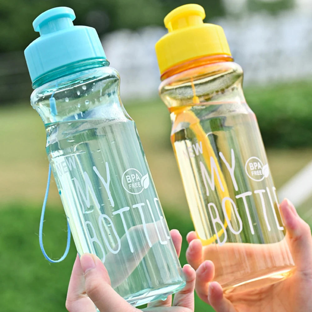 550ml Portable Plastic Water Bottle, Transparent Water Cup, Clamshell With Rope Design, Suitable For Fitness, Office, Outdoor