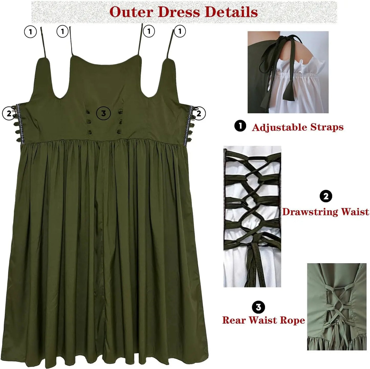 Women Medieval Dress Ren Faire Costume Renaissance Outfit  Dress Halloween Costume for Women