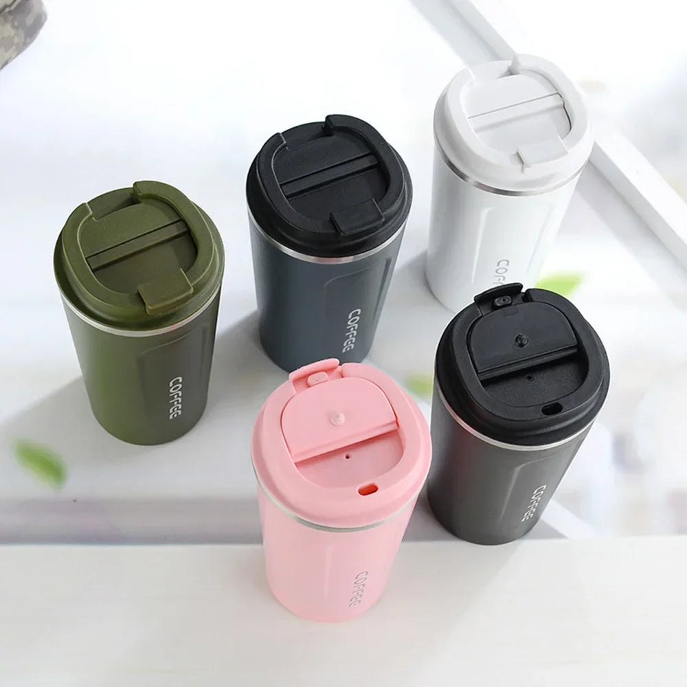 380ML/510ML Vacuum Flasks Travel Coffee Mug Stainless Steel Thermal Mug Leakproof Tea Coffee Cup Car Portable Insulated Bottles
