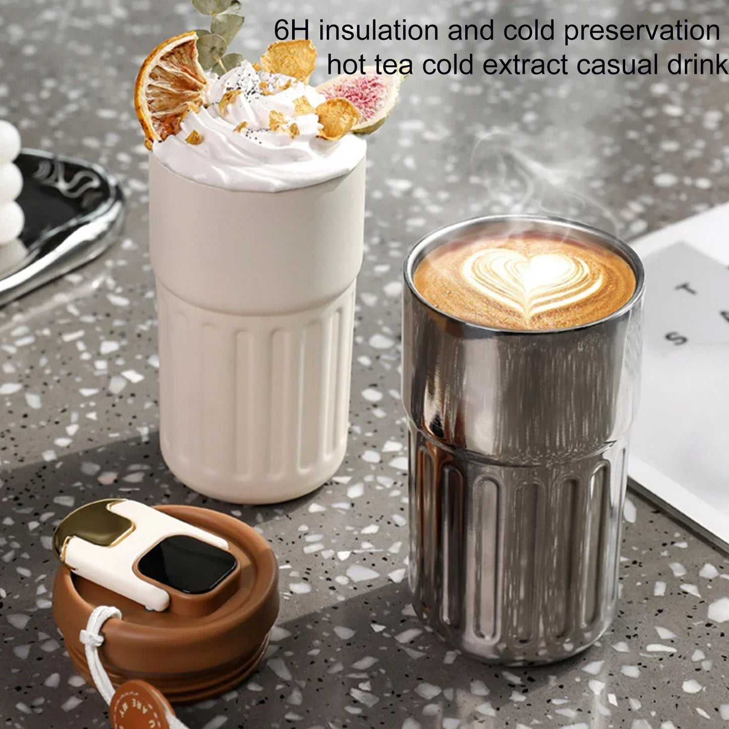 Smart Travel Coffee Mug 450ML High-Quality Stainless Steel Portable Design Vacuum Insulated Work School Camping Trip Beverage