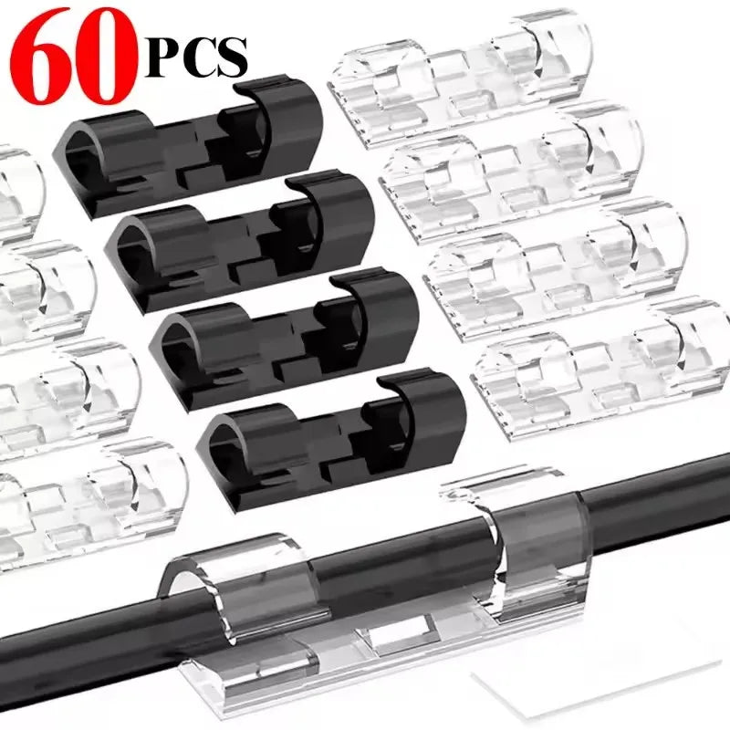 Cable Clips Organizer Drop Wire Holder Cord Management Self-Adhesive Cable Manager Fixed Clamp Wire Winder For Home Office Car