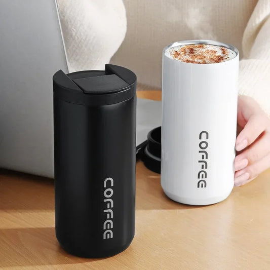 Thermos Cup Hot Coffee Insulated Stainless Steel Thermal Glass Mug Sport Bottle with Compartment Water White Thermos 400/500ml