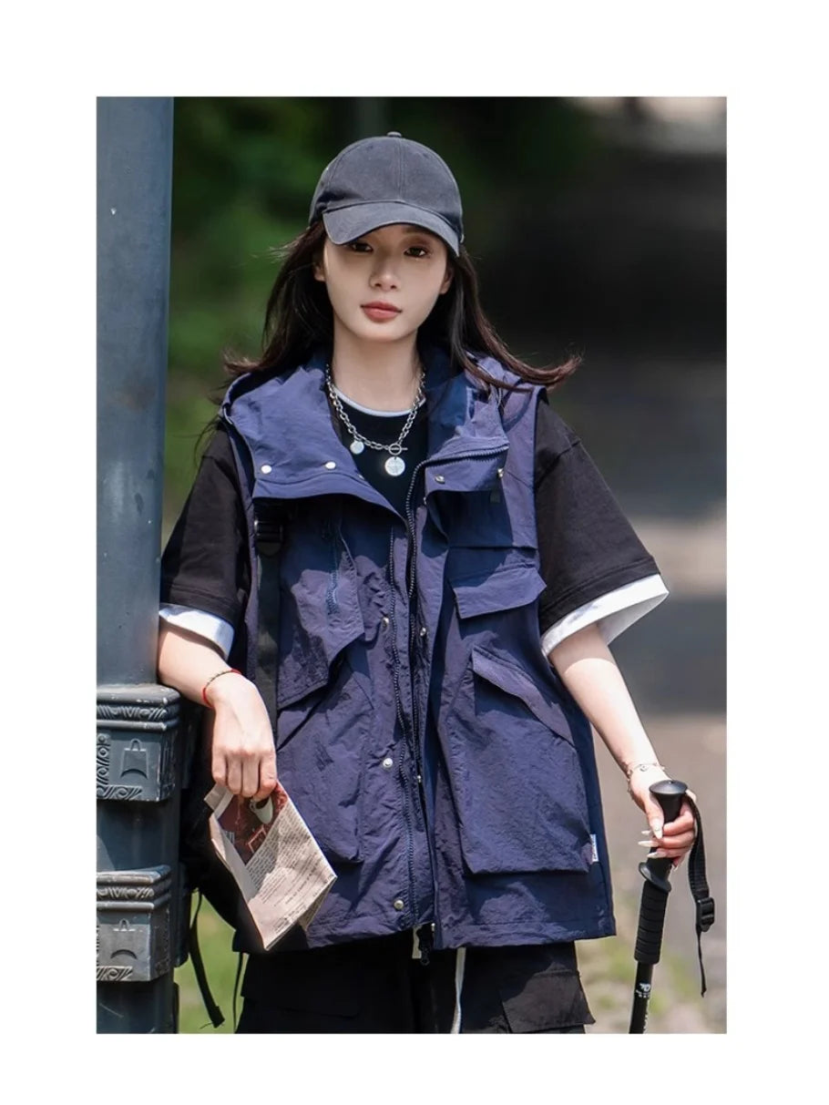 Outdoor Workwear Vest Summer Thin Breathable Men's And Women's Multi-ket Mountain Climbing Outerwear Functional Wind oulder