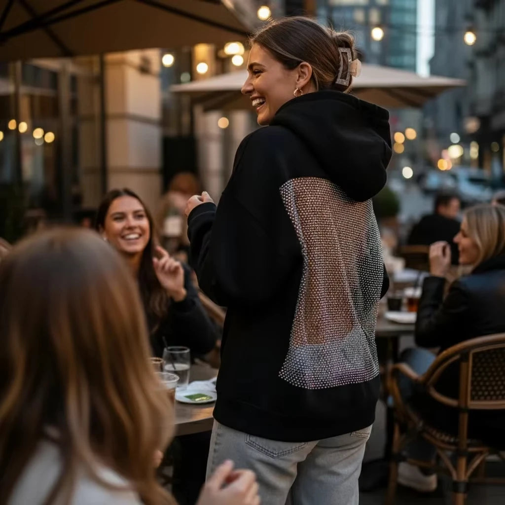 Women's Hoodie Fashion Hollow Out Hoodie Perspective Backless Hoodie Autumn Versatile Fashion Women's Top